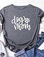 economico T-shirts-Per donna maglietta mamma Pop art Testo Stampe astratte Rotonda Stampa Essenziale Top 100% cotone Nero Grigio scuro Bianco
