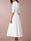 cheap Midi Dresses-Women&#039;s Midi Dress Party Dress Swing Dress White Half Sleeve Ruched Pure Color Deep V Fall Spring Party Hot Elegant S M L XL XXL 3XL / Wedding Guest