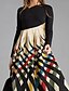 cheap Casual Dresses-Women&#039;s Maxi long Dress Shift Dress Rainbow Long Sleeve Print Striped Color Block Round Neck Fall Winter Personalized Casual Vintage 2021 M L XL XXL 3XL