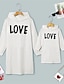 cheap Family Look Sets-Mommy and Me Dresses Daily Letter Print White Above Knee Long Sleeve Daily Matching Outfits / Fall / Winter / Cute