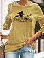 economico T-shirts-Per donna Halloween Fine settimana maglietta Pittura Manica lunga Testo Strega Rotonda Stampa Essenziale Halloween Top Verde Nero Blu S