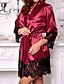 cheap Sleep &amp; Lounge-Women&#039;s 1 pc Robes Gown Sets Bathrobes Simple Fashion Comfort Patchwork Bamboo Home Wedding Party Spa V Wire Breathable Gift Long Sleeve Basic Dress Fall Winter Black Blue