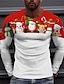 billige Men&#039;s Socks-unisex t-skjorte for menn 3d-trykk grafiske utskrifter julenissen snømann-trykk lange ermede topper uformell designer stor og høy rød/hvit