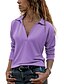 preiswerte Super Sale-Damen T Shirt Grundlegend Täglich Modern Glatt V Ausschnitt Frühling &amp; Herbst Standard Grün Blau Purpur Beige