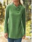cheap Women&#039;s Clothing-Women&#039;s T shirt Button Classic Plain Cowl Neck Spring &amp;  Fall Standard Blue Purple Grey Green Red
