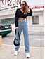 abordables pantalones-Mujer Pantalones Vaqueros Longitud total Pantalones Rígido Trabajo Fin de semana Color sólido Alta cintura Azul Piscina Negro Azul claro XS S M L