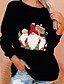 billige Hættetrøjer &amp; sweatshirts-Dame Sweatshirt bluse Julesweatshirt julemanden Tekst Gnome Gade Jul Trykt mønster Sort Hvid Rød Julegaver Jul Rund hals Langærmet Uden for Mikroelastisk