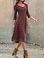 preiswerte Damenmode-Damen A Linie Kleid Bedruckt Klassisch Einfache Rundhalsausschnitt Frühling &amp; Herbst Standard Purpur Dunkelrot Grün