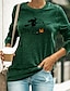 cheap T-Shirts-Women&#039;s Halloween Weekend T shirt Tee Painting Long Sleeve Text Witch Round Neck Print Basic Halloween Tops Green Black Blue S