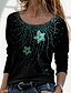 cheap T-Shirts-Women&#039;s T shirt Tee Floral Graphic Sparkly Daily Weekend Pink Blue Purple Print Long Sleeve Basic Round Neck Regular Fit Fall &amp; Winter
