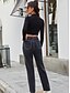 abordables pantalones-Mujer Pantalones Vaqueros Longitud total Pantalones Rígido Trabajo Fin de semana Color sólido Alta cintura Azul Piscina Negro Azul claro XS S M L