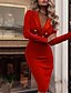 baratos Vestidos de Renda-vestido feminino de véspera de ano novo vestido de trabalho vestido blazer e conjunto de jaqueta vestido midi preto branco vermelho manga longa botão primavera outono outono camisa gola vestido de
