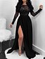 cheap Party Dresses-Women&#039;s Party Dress Black Sequin Dress Long Dress Maxi Dress Black Long Sleeve Pure Color Sequins Winter Fall Spring Crew Neck Fashion Party Winter Dress Wedding Guest