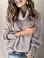 cheap Sweaters-Women&#039;s Sweater Pullover Jumper Solid Color Knitted Button Stylish Elegant Casual Long Sleeve Regular Fit Sweater Cardigans Fall Winter Turtleneck Gray White / Going out