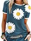 billige T-shirt-Dame T-shirt Blomstret Solsikke Daisy Gul Rød Blå Kortærmet Daglig Rund hals Løstsiddende Sommer