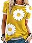 cheap Women&#039;s T-shirts-Women&#039;s T shirt Tee Floral Sunflower Daisy Yellow Red Blue Short Sleeve Daily Round Neck Loose Fit Summer