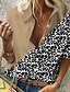 cheap Tops &amp; Blouses-Women&#039;s Blouse Shirt Color Block Leopard Cheetah Print Long Sleeve Shirt Collar Tops White Black Brown