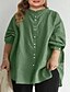 cheap Plus Size Tops-Women&#039;s Plus Size Tops Shirt Plain non-printing Crewneck Long Sleeve Fall Spring Basic Blue Green Apricot Big Size L XL XXL 3XL / Loose / Cotton