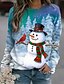 abordables Sweats à capuche et sweat-shirts-Femme Sweat-shirt Sweat Motif de flocon de neige Bonhomme de neige Imprimer Des sports 3D effet Vêtement de rue Pulls Capuche Pulls molletonnés Bleu Violet Bleu Roi