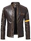 preiswerte Sale-Herren Lederjacke Kunstlederjacke Geschäft Normal warm halten Regendicht Vintage-Retro B¨¹ro Jacke Oberbekleidung Zip Armeegrün Braun Marineblau