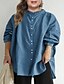 cheap Plus Size Tops-Women&#039;s Plus Size Tops Shirt Plain non-printing Crewneck Long Sleeve Fall Spring Basic Blue Green Apricot Big Size L XL XXL 3XL / Loose / Cotton