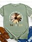 cheap T-Shirts-Women&#039;s T shirt Floral Flower Sunflower Round Neck Print Basic Tops Blue Wine Black
