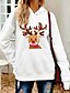 cheap Hoodies &amp; Sweatshirts-Women&#039;s Reindeer Elk Rudolph Hoodie Sweatshirt Front Pocket Print Hot Stamping Christmas Christmas Gifts Casual Active Streetwear Cotton Hoodies Sweatshirts  Royal Blue Brown White