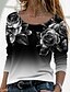 preiswerte T-Shirt-Damen T Shirt Rose Farbverläufe Funkelnd Täglich Wochenende Schwarz Gelb Rosa Bedruckt Langarm Basic Rundhalsausschnitt Regular Fit Herbst Winter