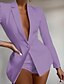 cheap Blazers-Women&#039;s Suits Party Business Pants Blazer Solid Colored Regular Fit Single Breasted One-button Polyester Men&#039;s Suit Blue / Purple / Blushing Pink Shirt Collar