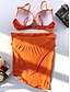 cheap Bikini-Women&#039;s Swimwear Bikini Three Piece Swimsuit Solid Color Black Purple Orange Plunge Bathing Suits Romantic Vacation New / Fashion / Padded Bras