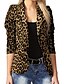 cheap Shoes &amp; Accessories-Women&#039;s Blazer Leopard Print Basic Modern Cheetah Print Shirt Collar Spring &amp;  Fall Standard Light Coffee Grey Dark Coffee