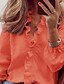 billige T-shirts-Dame Bluse Skjorte Grønn Rosa Oransje Drapering Blonder Grafisk Blomstret Avslappet Daglig Langermet V-hals Grunnleggende Elegant Blomster Tema S / Trykt mønster