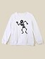 cheap Bottoms-Toddler Unisex Sweatshirt Long Sleeve Skull Hot Stamping White Cotton Children Tops Basic Cute Fall Spring Halloween Outdoor Slim 1-5 Years