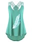 cheap Tank Tops-women feather print tank tops sleeveless bandages strappy side shirring shrit blouse green