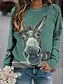 billige T-shirts-Dame Bluse Skjorte Grafiske trykk Langermet Trykt mønster Rund hals Grunnleggende Topper Grønn