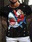 billige Men&#039;s Socks-herre unisex t-shirt 3d print grafiske print julemanden haj print korte ærmer toppe afslappet designer stor og høj sort / sommer