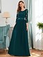 cheap Dresses-A-Line Mother of the Bride Dress Plus Size Jewel Neck Floor Length Chiffon Lace 3/4 Length Sleeve with Lace 2024