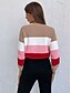 cheap Women&#039;s Clothing-Women&#039;s Pullover Basic Basic Striped Round Neck Spring &amp;  Fall Thick Blushing Pink