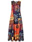 cheap Maxi Dresses-Women&#039;s Maxi long Dress Shift Dress Orange Red Sleeveless Print Geometric Abstract V Neck Spring Summer Hot Casual 2021 S M L XL XXL 3XL 4XL 5XL