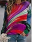 cheap T-Shirts-Women&#039;s Tunic Color Gradient Color Block Long Sleeve Print Round Neck Tops Red Yellow