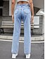 abordables pantalones-Mujer Pantalones Vaqueros Longitud total Pantalones Rígido Trabajo Fin de semana Color sólido Alta cintura Azul Piscina Negro Azul claro XS S M L