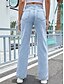 abordables Pants-Femme Pantalons Fendu Jeans Toute la longueur Pantalon Non Elastique Travail Fin de semaine Couleur unie Taille haute Bleu XS S M L