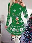 cheap Casual Dresses-Women&#039;s Short Mini Dress A Line Dress Black Green Red Long Sleeve Print Snowflake Animal Round Neck Fall Winter Casual 2021 S M L XL XXL 3XL