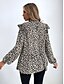 cheap Women&#039;s Clothing-Women&#039;s Print Basic Cheetah Print Standing Collar Spring &amp;  Fall Regular Light Coffee Black