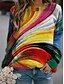 abordables T-shirts-Tunique Femme Quotidien Dégradé de Couleur Bloc de Couleur Manches Longues Imprimé Col Rond Rouge Jaune Hauts Standard