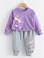 cheap Girls&#039; Clothing Sets-Kids Girls&#039; Clothing Set Long Sleeve 2 Pieces Purple Pink Print Horse Animal Indoor Outdoor Cotton Regular Basic Daily 2-8 Years / Fall / Spring