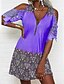 cheap Casual Dresses-Women&#039;s Short Mini Dress Shift Dress Green Blue Purple Yellow Red Half Sleeve Zipper Lace Print Floral V Neck Spring Summer Stylish Casual Vacation 2022 Loose S M L XL XXL