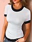 economico T-shirts-Per donna maglietta Liscio Rotonda Collage Sensuale Top Taglia piccola Nero Grigio Marrone