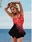 cheap One-Pieces-Women&#039;s Swimwear Tankini 2 Piece Plus Size Swimsuit Quick Dry Water Sports Printing Ponytail Messy Buns Trucker for Big Busts Nation Sapphire Blue Yellow Red Rose Red Bathing Suits New Casual Sexy