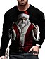 abordables Men&#039;s Socks-Camiseta unisex para hombre con estampado 3d, estampado gráfico de Papá Noel, tops de manga larga, diseñador informal, grande y alto, negro